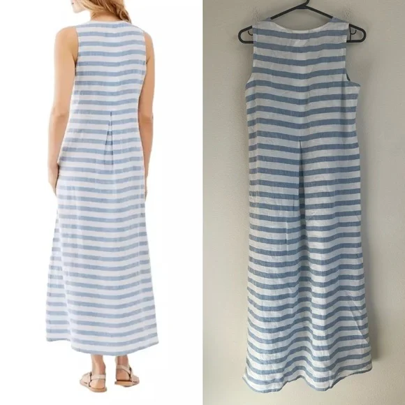 J. Jill Blue and White Striped Maxi Dress - Picture 2 of 8